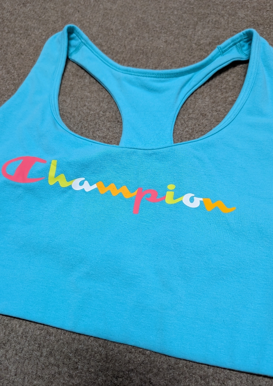 New CHAMPION The Authentic Racerback Sports Bra Multicolor Logo (Large) - Picture 4 of 11